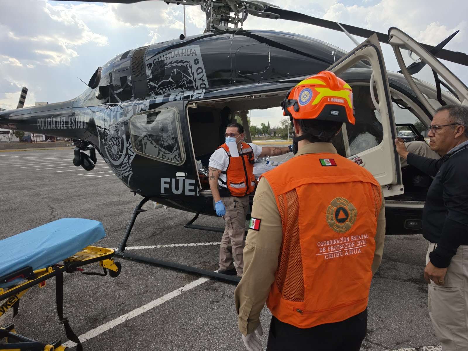 Aeronave Bell 429 de la SSPE utilizada para trasladar a un paciente con quemaduras