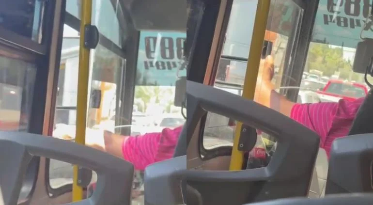 Exhiben a chofer de Ruta por fumar mientras manejaba