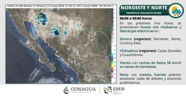 Conagua proyecta lluvias aisladas en dos regiones de Chihuahua 2