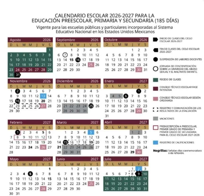 Calendario SEP 2026-2027: ¿qué días no hay clases por Consejo Técnico? 2