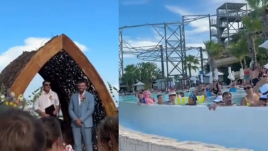 Boda íntima en Cancún termina con decenas de espectadores inesperados 2 Una pareja estadounidense buscaba celebrar frente al mar, pero la ceremonia llamó la atención de numerosos bañistas que permanecieron en la zona para observar el evento.