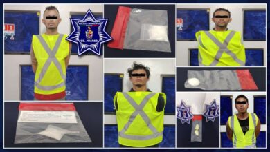 Detienen a cuatro con más de 70 gramos de cr1st4l en distintos puntos de Juárez 5 Unidad de la Policía Municipal durante un operativo de seguridad en Ciudad Juárez
