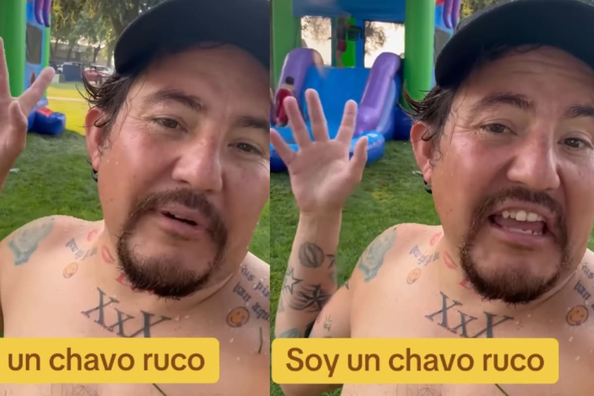 Hombre adulto se divierte en un inflable rentado para compartir con su familia