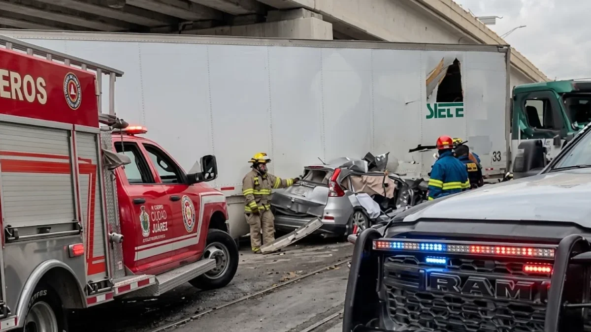 Mueren dos al quedar camioneta atrapada entre tren y tráiler