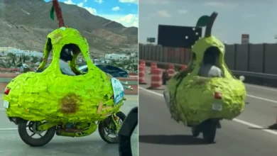 Auto Pera de Andrew Glubbey durante su recorrido por la I-10 en El Paso