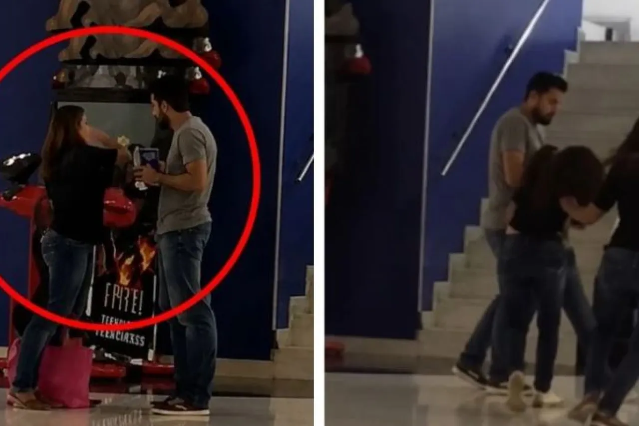 La grabación muestra una discusión entre varias personas a la salida de una función; el contexto real del enfrentamiento no ha sido confirmado.