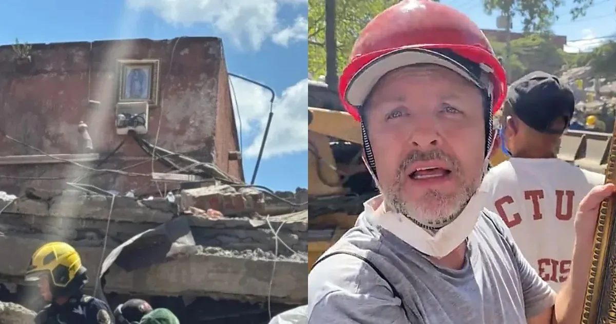Un video difundido en TikTok muestra a voluntarios cuando recuperan la imagen religiosa de un edificio colapsado; sería entregada a un párroco de la zona.