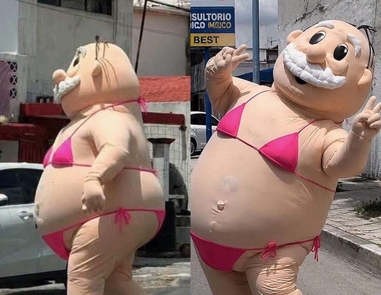 El Doctor Simi se pone el bikini por el exceso de calor 1 El personaje fue captado con traje de baño y sandalias afuera de una farmacia, una escena que provocó comentarios en redes sociales.