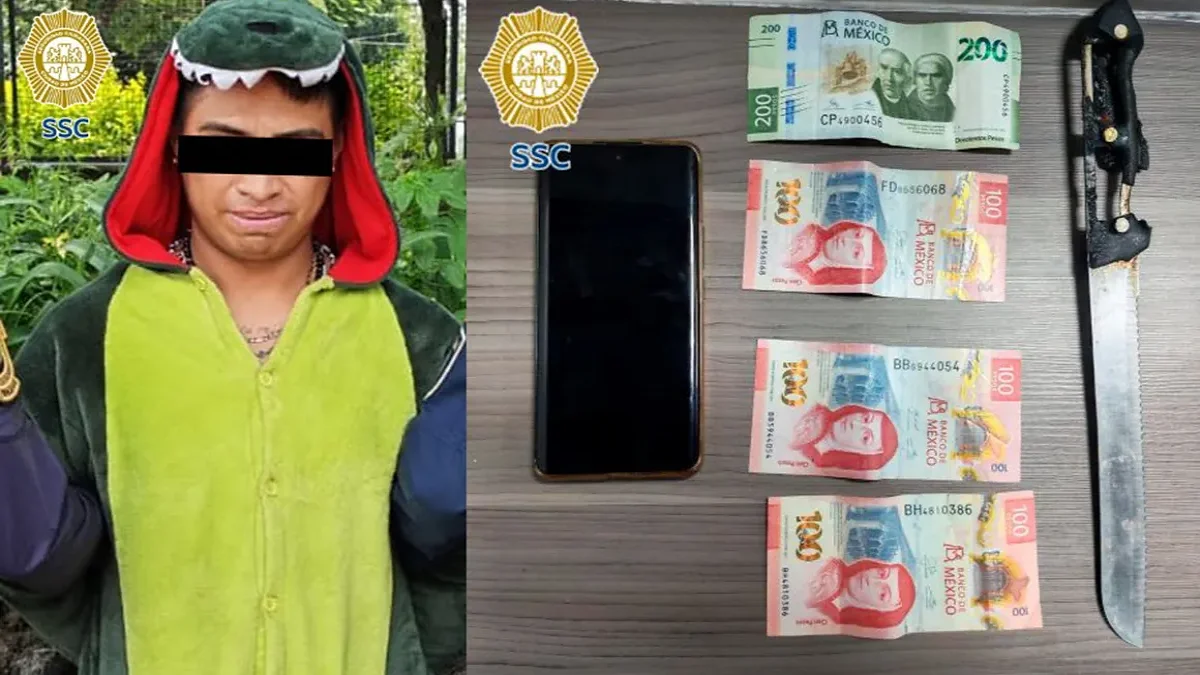 Presunto ladrón detenido mientras vestía un mameluco de dinosaurio en la Ciudad de México