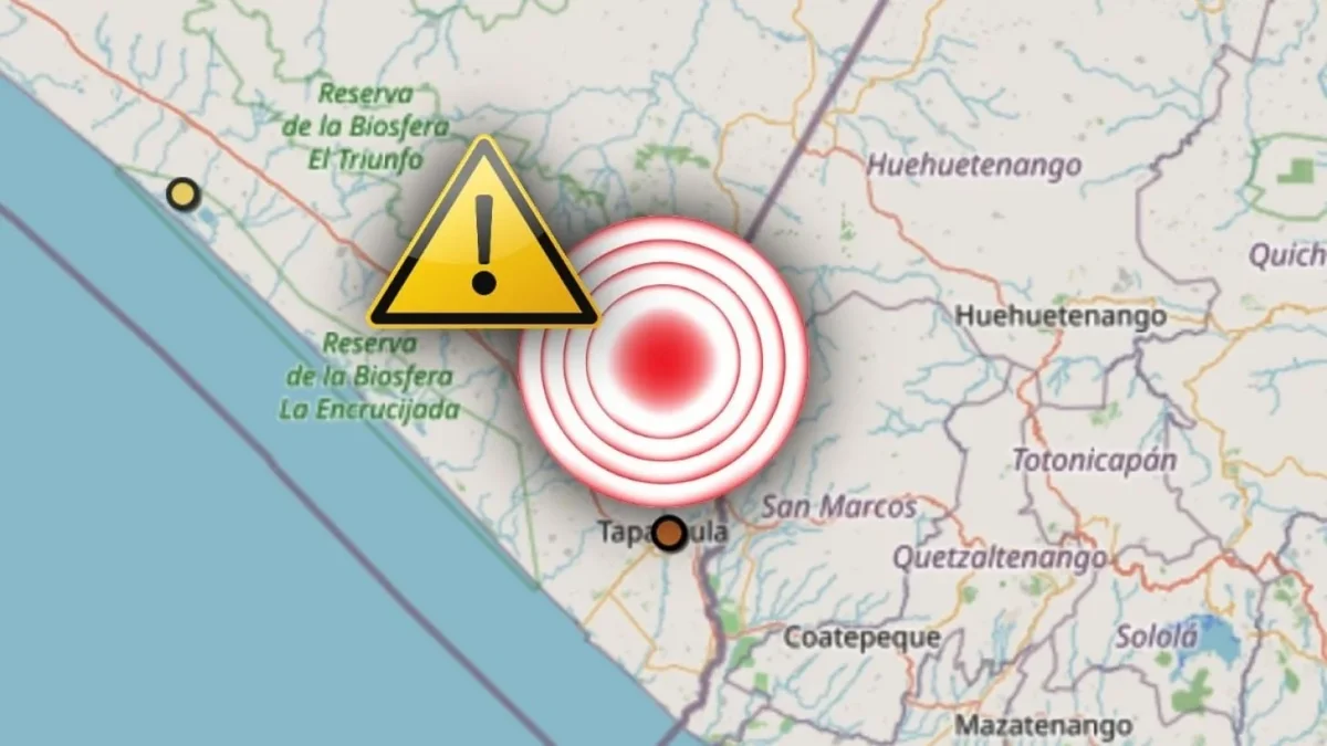 Ubicación del sismo de magnitud 4.2 registrado cerca de Ciudad Hidalgo, Chiapas