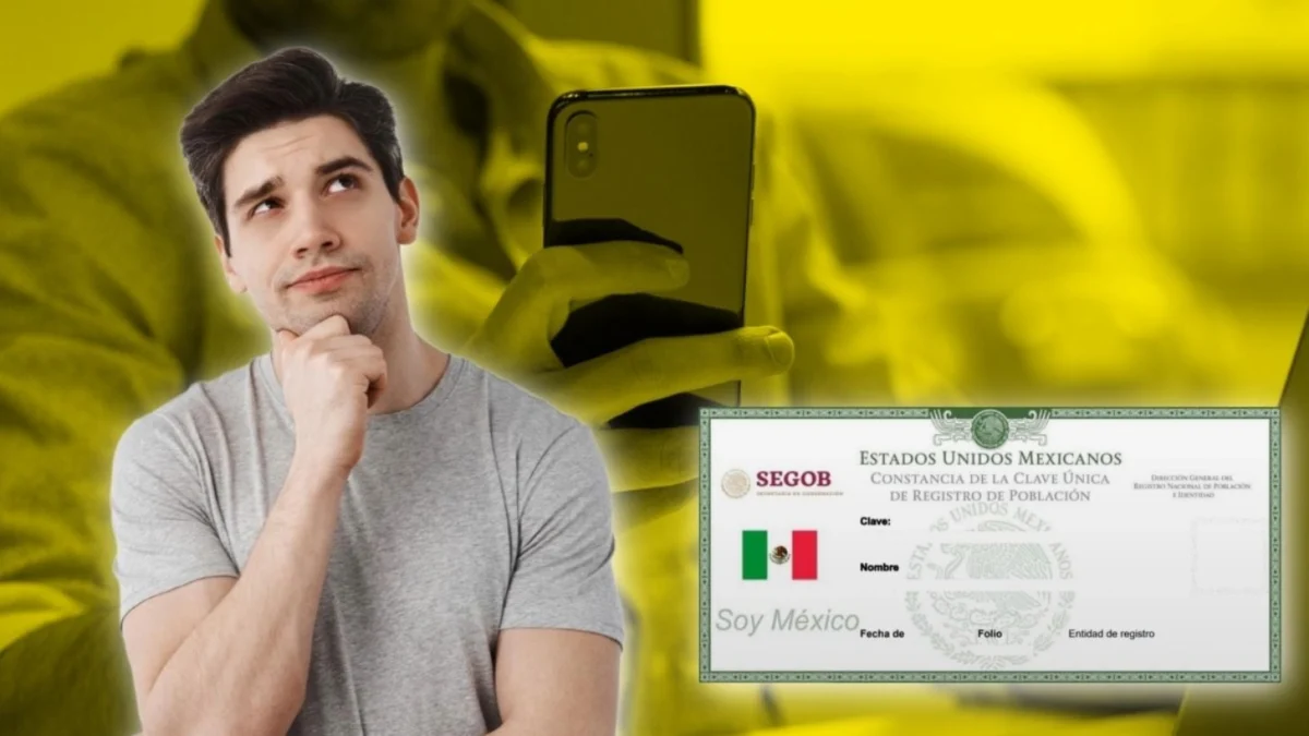 Teléfono celular durante el proceso de vinculación de una línea con la CURP