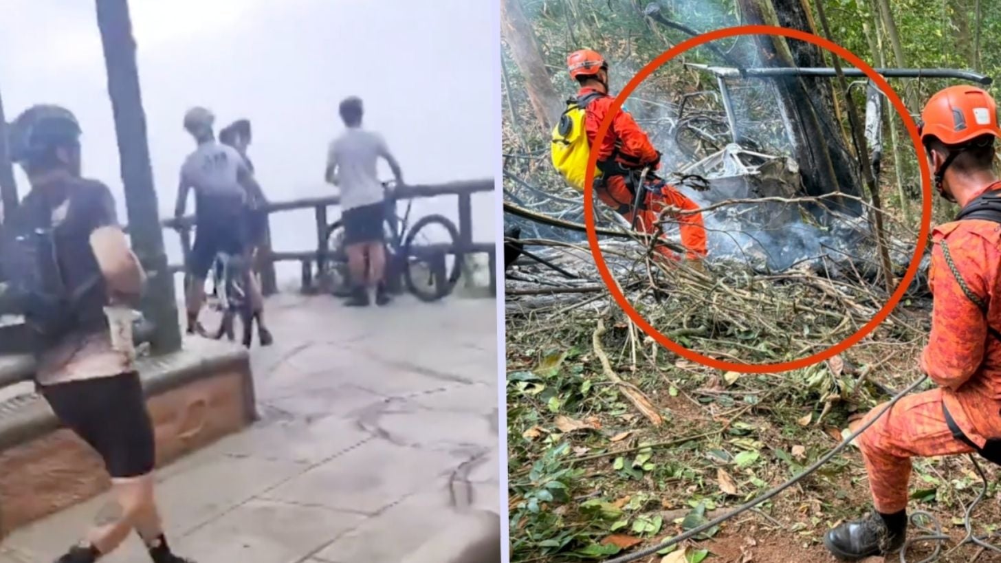 Zona del accidente de helicóptero ocurrido en Alto da Boa Vista, Río de Janeiro