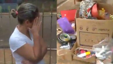 Mujer cubre su rostro durante una grabación difundida en redes sociales en Brasil