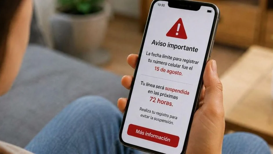 Teléfono móvil utilizado para realizar el registro de una línea celular