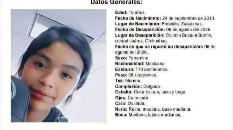 Piden ayuda para localizar a Perla Elizabeth, de 15 años 1 Pesquisa para localizar a Perla Elizabeth Vázquez Pinales, de 15 años