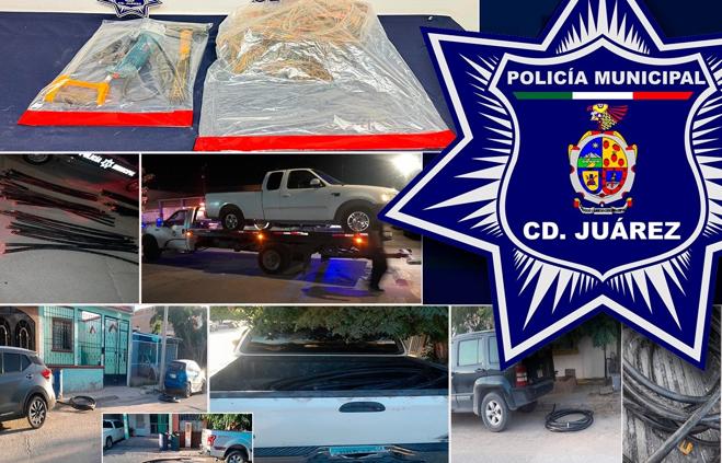 Recuperó Policía Municipal más de 100 mil pesos en cableado eléctrico 1 Camioneta y cableado eléctrico recuperado tras reporte de vandalismo en la colonia Morelos