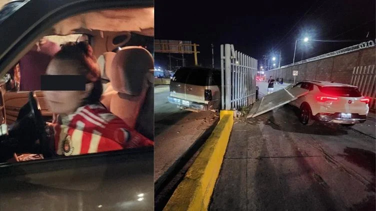 Camionetas involucradas en un choque ocurrido en el Puente Libre de Ciudad Juárez