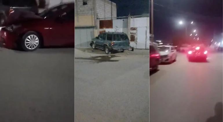 Camioneta estacionada que fue chocada en la calle Puerto Caranday de Ciudad Juárez