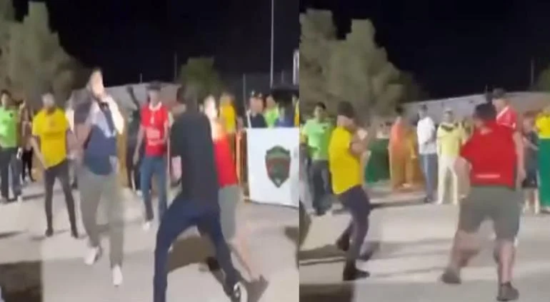 Pleito entre aficionados de Bravos y América afuera del San Benito en Ciudad Juárez