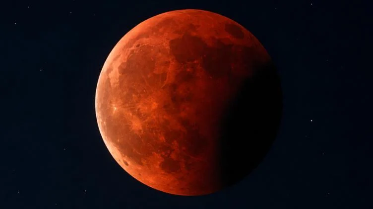 Eclipse lunar parcial observado desde Ciudad Juárez durante la noche