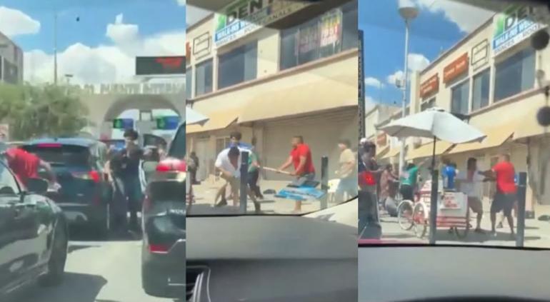 Personas involucradas en un pleito en la fila del Puente Santa Fe en Ciudad Juárez