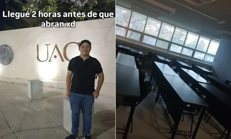 Por no llegar tarde, estudiante de la UACJ apareció dos horas antes de que abrieran 1