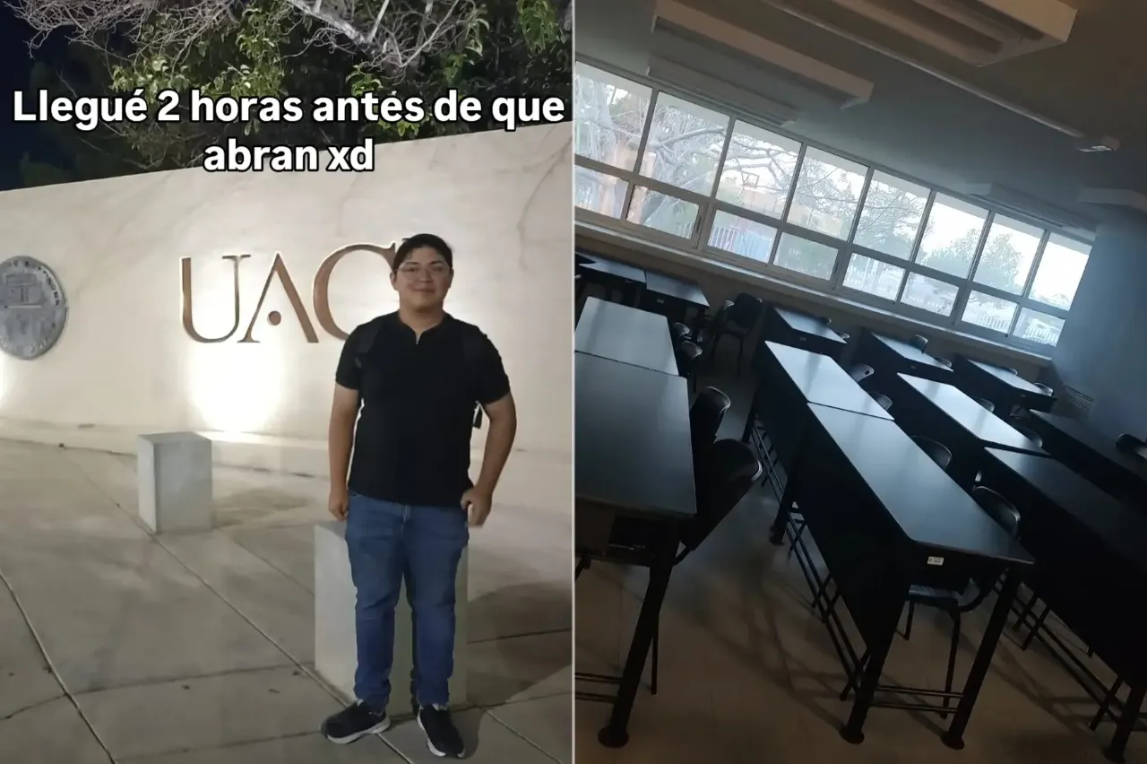 Por no llegar tarde, estudiante de la UACJ apareció dos horas antes de que abrieran