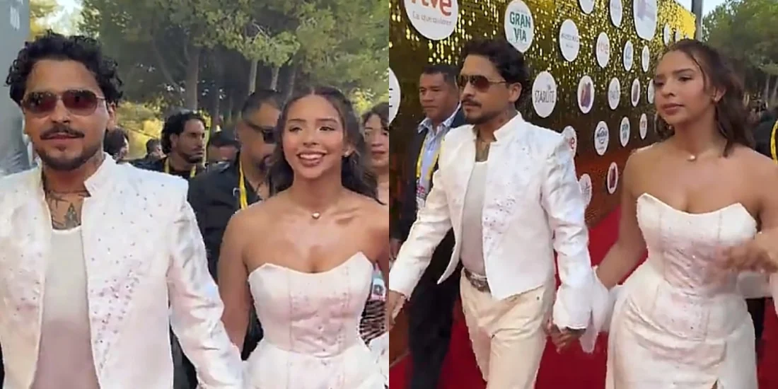 Ángela Aguilar durante su llegada a los Premios Juventud en Marbella, España