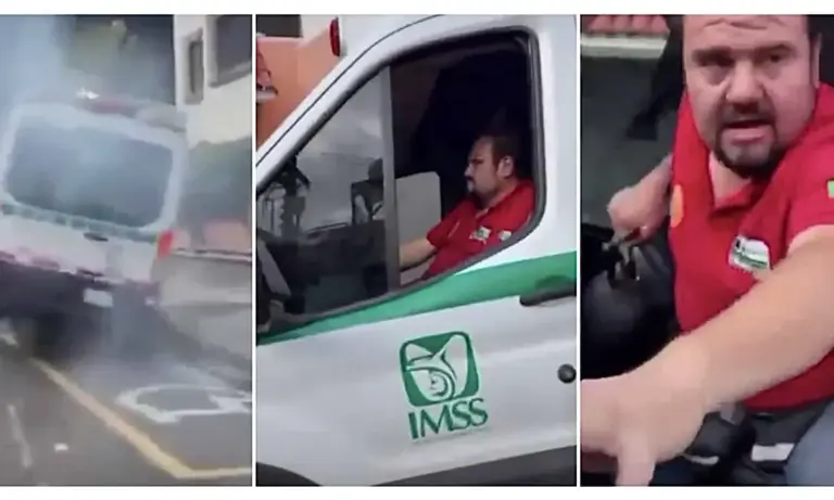 Chofer de ambulancia del IMSS ebrio atropella a peatón y choca autos