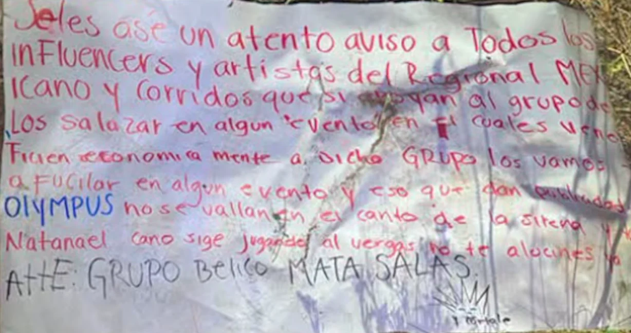 Natanael Cano aparece en n4rc0m4nt4 contra Los Salazar atribuida a detenidos por incendio 2