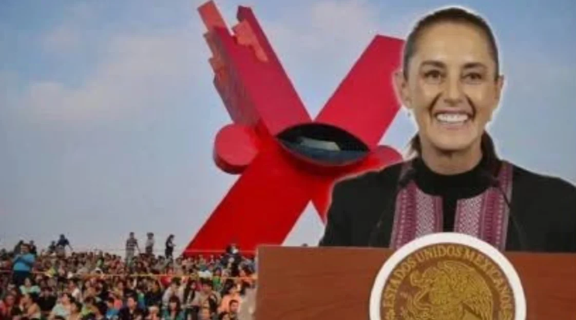 Camiones con asistentes al informe de Claudia Sheinbaum en Ciudad Juárez