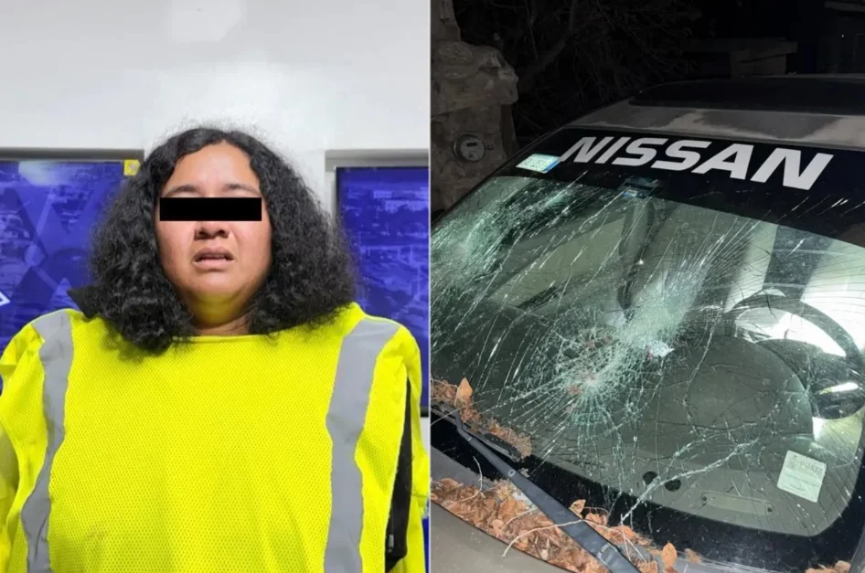 Riña termina con un Nissan Altima destrozado y una mujer detenida en la Felipe Ángeles