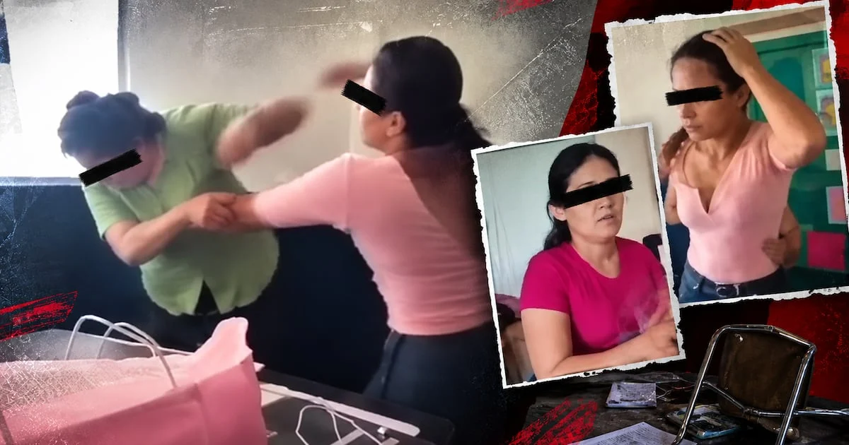Mujeres intervienen durante una agresión contra una maestra dentro de un aula en Chontales, Nicaragua