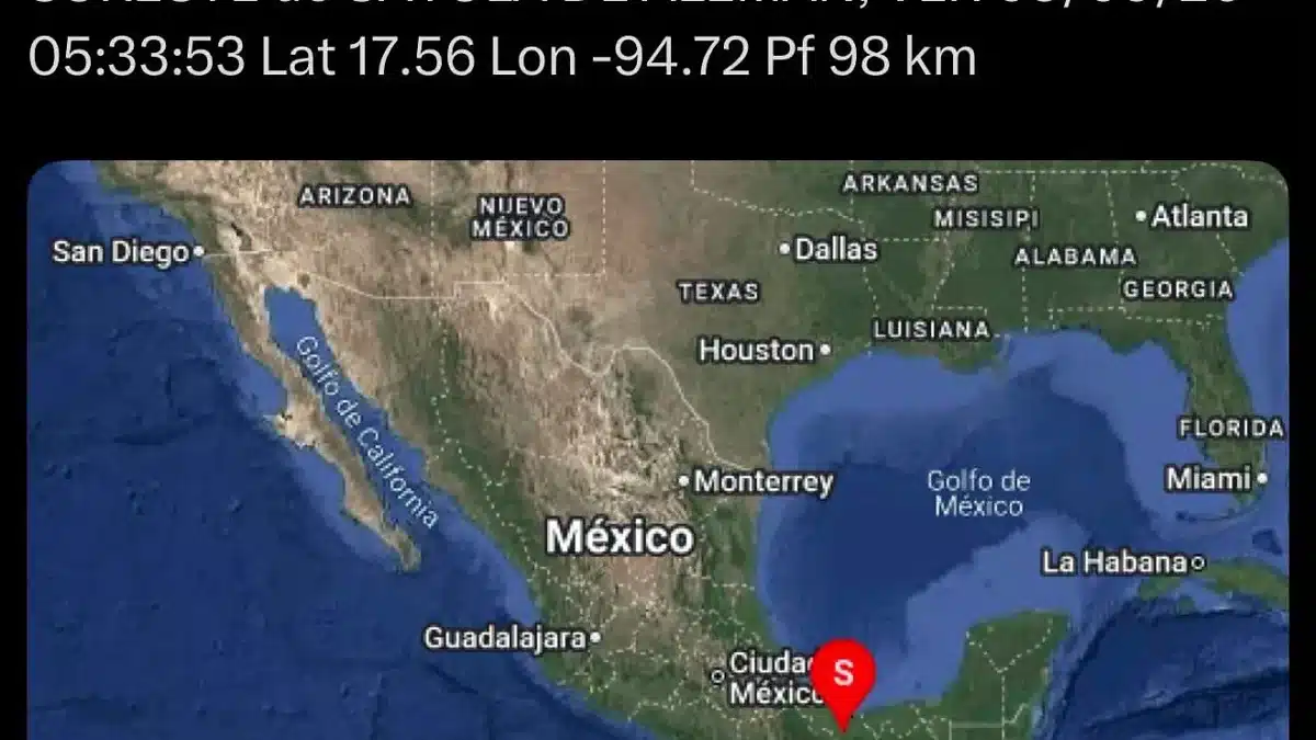 Sismo de magnitud 5.2 sacude el sureste de Sayula de Alemán, Veracruz