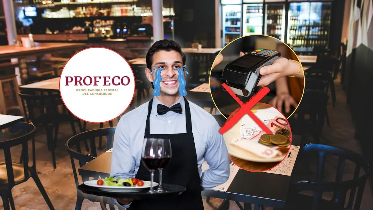 Cuenta de restaurante con referencia al cobro voluntario de propina en México