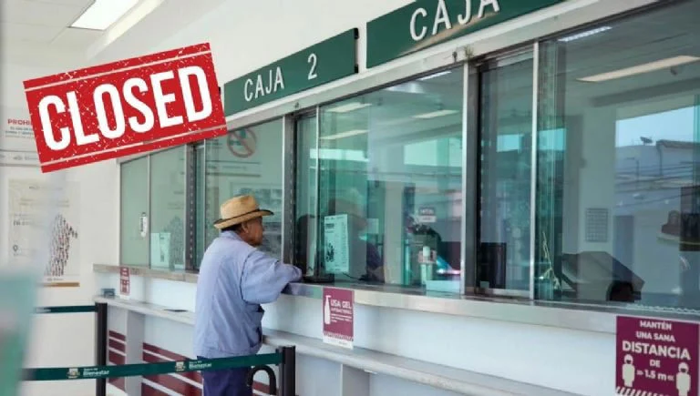 Sucursal de bancos cerrada durante el descanso bancario de noviembre de 2026