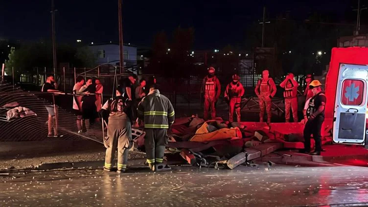 Lugar donde una barda colapsó en la colonia Rancho Anapra de Ciudad Juárez