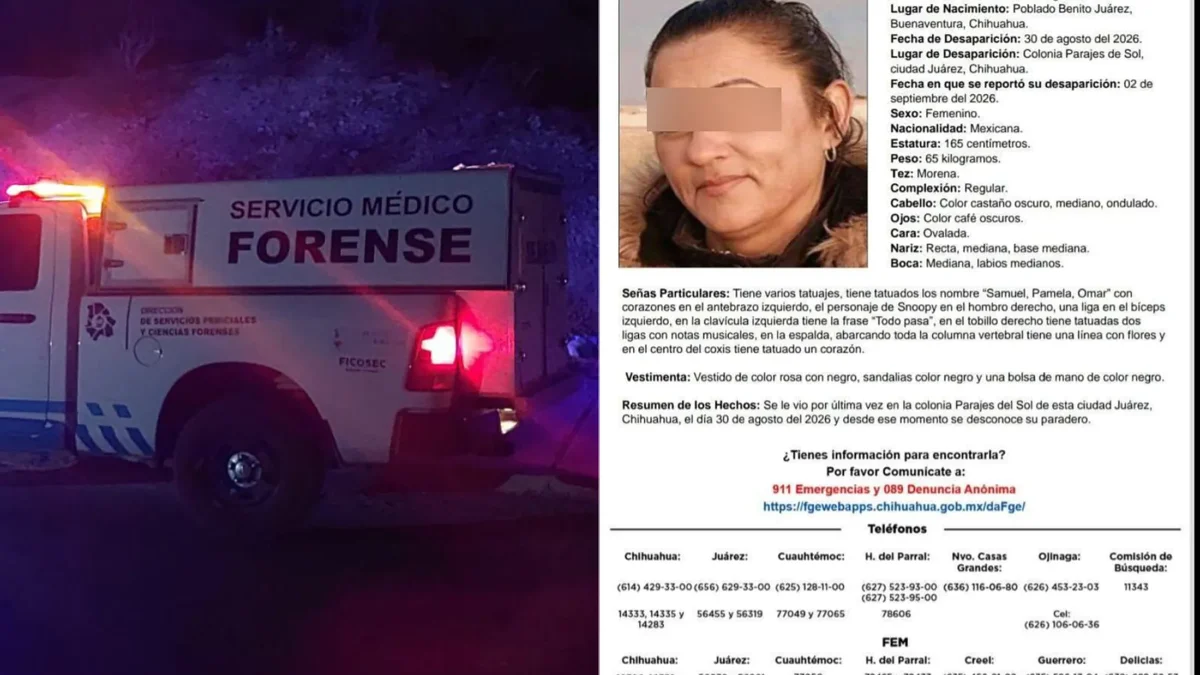 Brecha de Samalayuca donde fue localizado el cuerpo de una mujer desaparecida