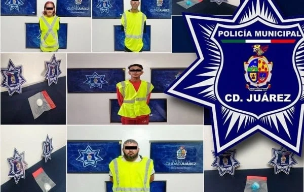 Reporte de cuatro presuntos narcomenudistas detenidos en Ciudad Juárez