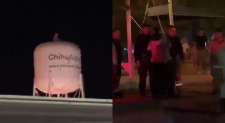 Tanque elevado donde un hombre permaneció durante más de una hora en Camargo
