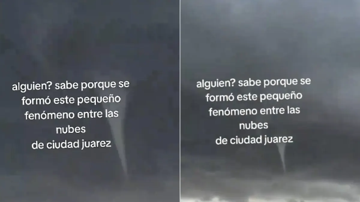 Aparente formación de tornado entre nubes de tormenta en Ciudad Juárez