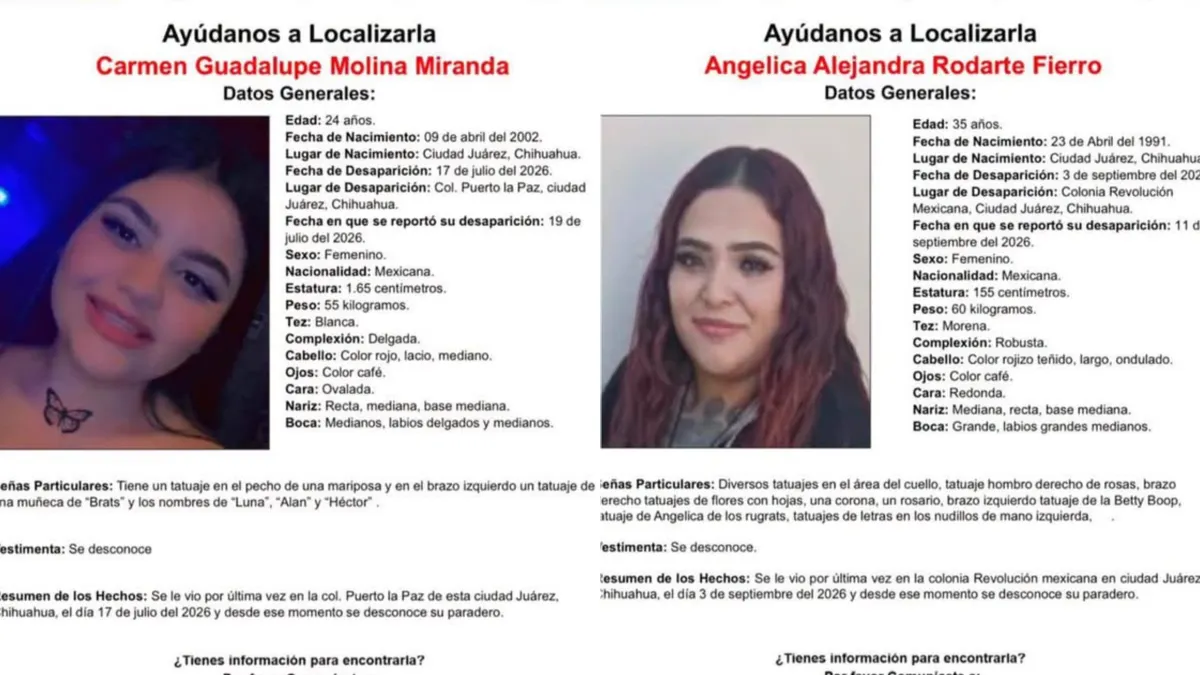 Pesquisas de Carmen Guadalupe Molina Miranda y Angélica Alejandra Rodarte Fierro en Ciudad Juárez