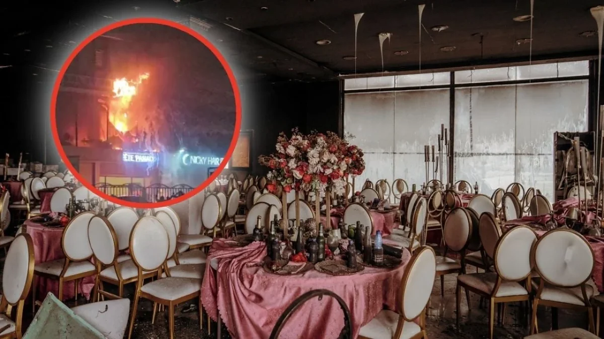 Daños causados por un incendio en un salón donde se celebraba una boda en Kinshasa
