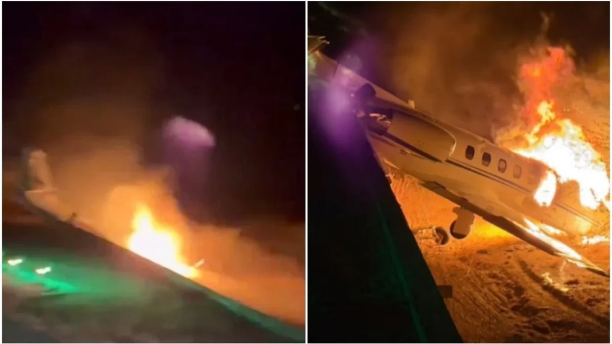 Avión en el que viajaba Rey Vaqueiro incendiado tras salir de la pista en Brasil