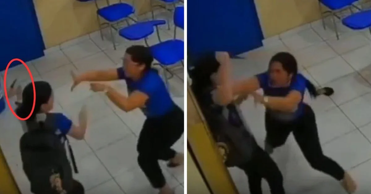 Salón de clases donde una estudiante atacó a su profesora en Pará, Brasil