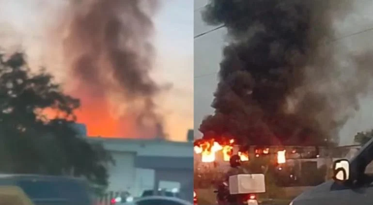 Incendio en una bodega de Manuel J. Clouthier y Waterfill en Ciudad Juárez