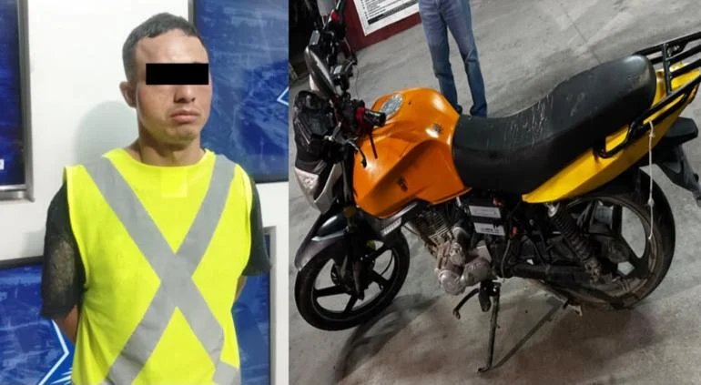 Motocicleta Italika recuperada por policías en Lomas del Desierto de Ciudad Juárez