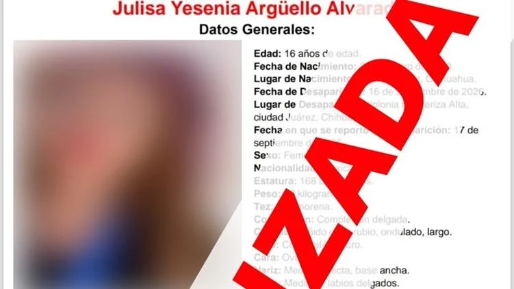 Julisa Yesenia, adolescente localizada sana y salva en Ciudad Juárez