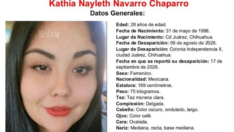 Imagen de Kathia Nayleth Navarro Chaparro difundida para apoyar su localización en Ciudad Juárez