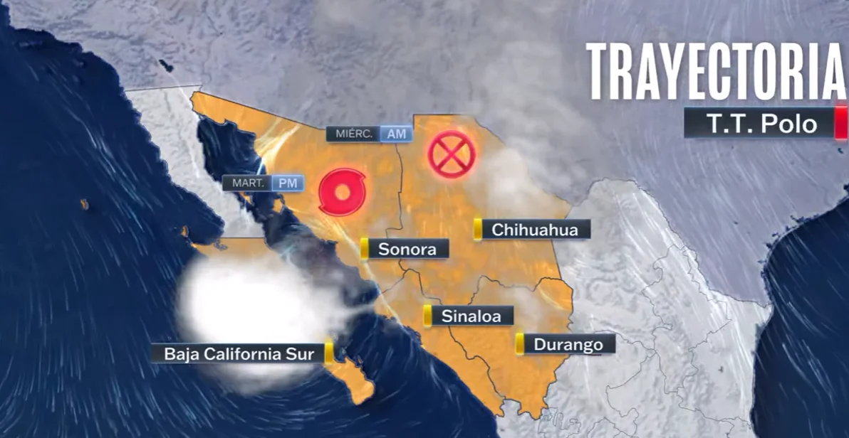 Lluvias y fuertes vientos por el paso del huracán Polo en el noroeste de México